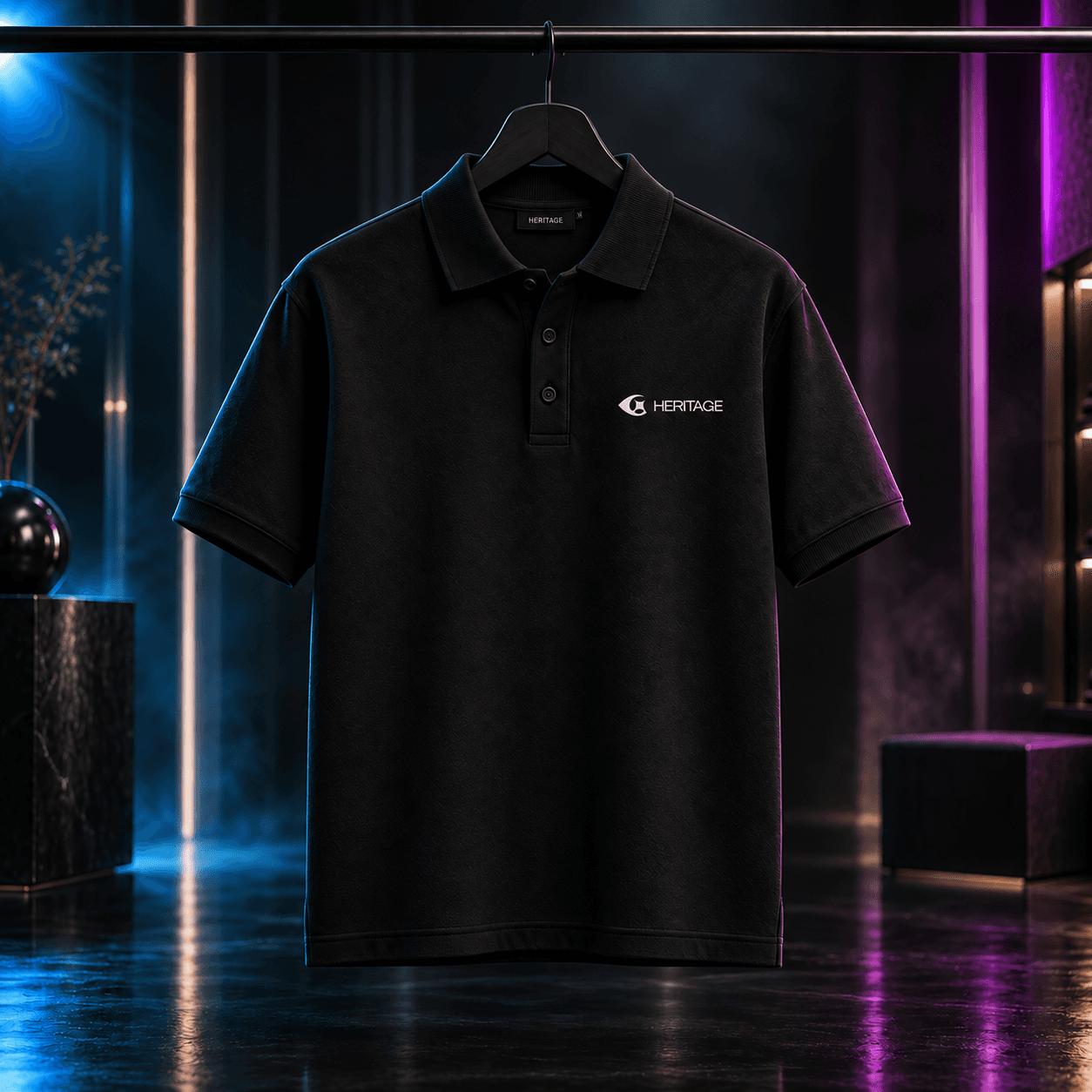 Mockup Heritage — Polo personnalisé